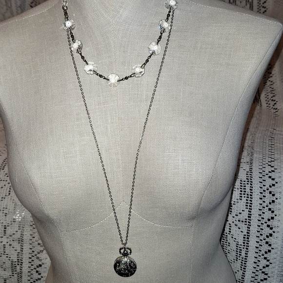 American Eagle Outfitters Jewelry - AEO LONG POCKET WATCH NECKLACE AND SHORT CRYSTAL CHOKER
